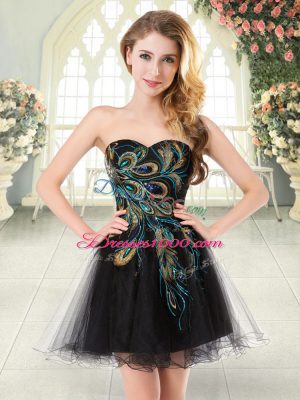 Sweetheart Sleeveless Tulle Prom Gown Beading and Appliques Lace Up