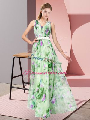 Fine Sleeveless Zipper Floor Length Pattern Prom Party Dress