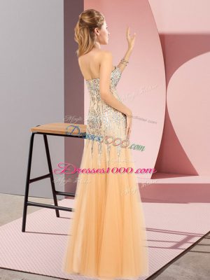 High End Orange Sweetheart Zipper Beading Sleeveless