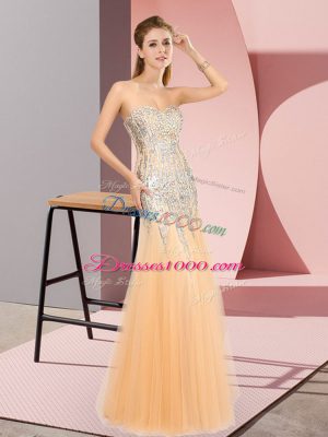 High End Orange Sweetheart Zipper Beading Sleeveless