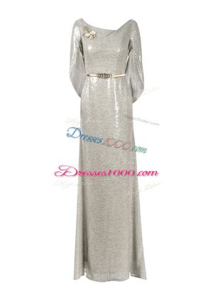 Ideal Grey Half Sleeves Zipper Evening Dress for Prom and Party