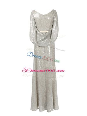 Ideal Grey Half Sleeves Zipper Evening Dress for Prom and Party