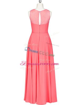 Sleeveless Zipper Floor Length Lace and Belt