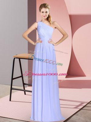 Empire Baby Blue One Shoulder Chiffon Sleeveless Floor Length Lace Up