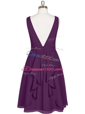 Knee Length A-line Sleeveless Purple Evening Dress Zipper