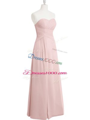 New Style Sleeveless Zipper Floor Length Ruching Prom Gown