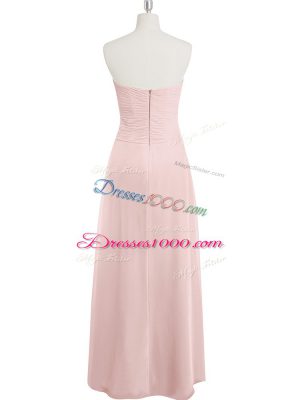 New Style Sleeveless Zipper Floor Length Ruching Prom Gown