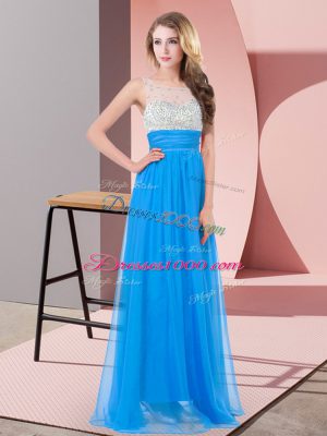 Floor Length Empire Sleeveless Baby Blue Prom Dresses Side Zipper