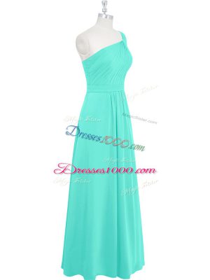 Trendy One Shoulder Sleeveless Chiffon Prom Dress Ruching Zipper