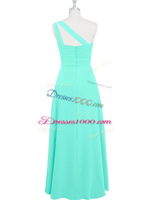 Trendy One Shoulder Sleeveless Chiffon Prom Dress Ruching Zipper