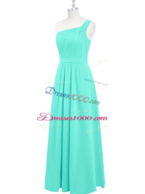 Trendy One Shoulder Sleeveless Chiffon Prom Dress Ruching Zipper