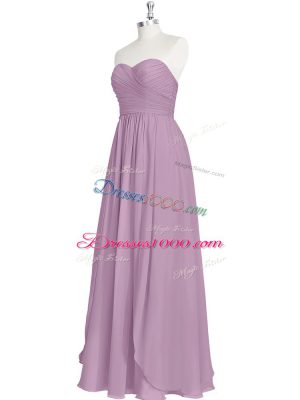 Edgy Purple Chiffon Zipper Sweetheart Sleeveless Floor Length Prom Dress Ruching