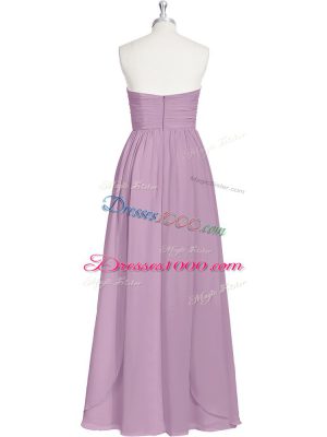 Edgy Purple Chiffon Zipper Sweetheart Sleeveless Floor Length Prom Dress Ruching