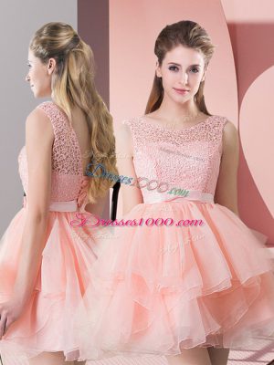 Popular Lace Up Prom Party Dress Pink for Prom and Party with Lace