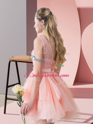 Popular Lace Up Prom Party Dress Pink for Prom and Party with Lace