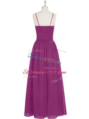 Discount Floor Length Empire Sleeveless Fuchsia Dress for Prom Zipper