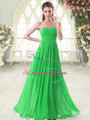 Customized Green Sweetheart Zipper Beading Prom Dress Sleeveless