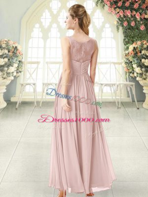 Charming Scoop Sleeveless Chiffon Dress for Prom Lace Zipper