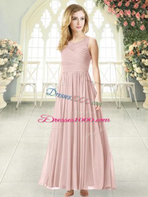 Charming Scoop Sleeveless Chiffon Dress for Prom Lace Zipper