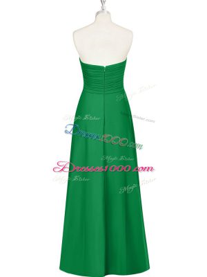 Lovely Green A-line Ruching Prom Gown Zipper Chiffon Sleeveless Floor Length