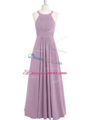 Shining Purple Sleeveless Ruching Floor Length Prom Evening Gown