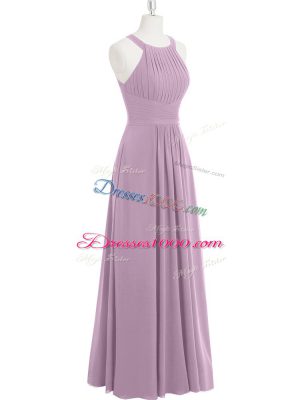 Shining Purple Sleeveless Ruching Floor Length Prom Evening Gown