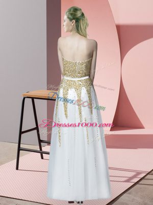 Smart Sweetheart Sleeveless Zipper Party Dress Wholesale White Tulle