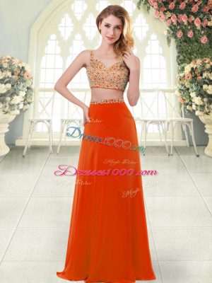 Elegant Rust Red Prom Dress Prom and Party with Beading Straps Sleeveless Zipper
