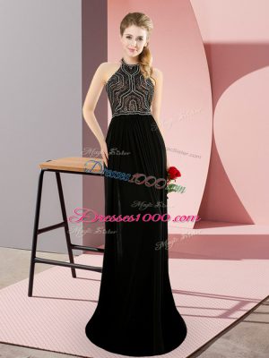 Best Selling Black Sleeveless Sweep Train Beading Homecoming Dress