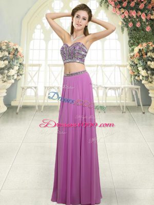 Discount Beading Womens Evening Dresses Lilac Backless Sleeveless Floor Length