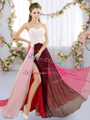 Charming Multi-color Empire Sweetheart Sleeveless Chiffon Floor Length Zipper Ruching Wedding Guest Dresses