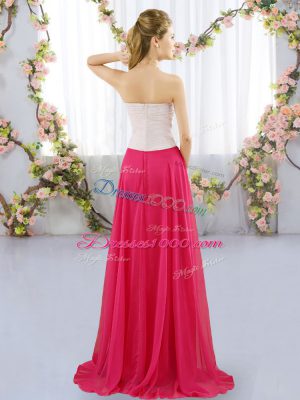 Charming Multi-color Empire Sweetheart Sleeveless Chiffon Floor Length Zipper Ruching Wedding Guest Dresses