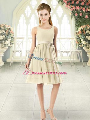 Fancy Knee Length Zipper Light Yellow for Prom and Party with Ruching