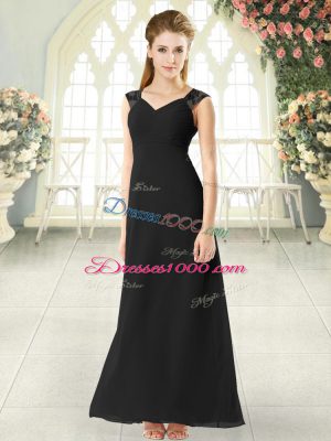 Super Lace Prom Evening Gown Black Zipper Sleeveless Ankle Length