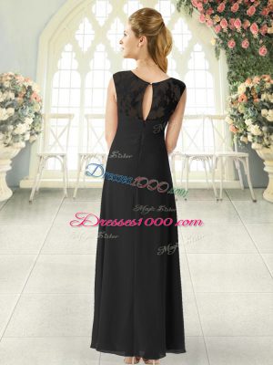 Super Lace Prom Evening Gown Black Zipper Sleeveless Ankle Length