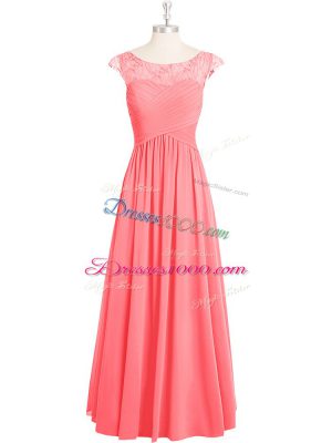 Free and Easy Cap Sleeves Zipper Floor Length Lace Evening Gowns