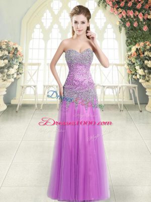 Lilac Evening Dress Prom and Party with Beading Sweetheart Sleeveless Zipper
