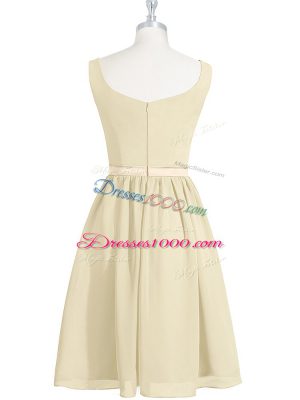 Dynamic Light Yellow Sleeveless Chiffon Zipper Homecoming Dress for Prom and Party