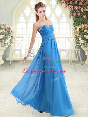 Floor Length Empire Sleeveless Blue Evening Outfits Zipper