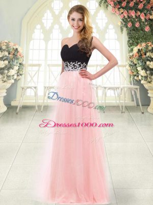 Clearance Tulle Sleeveless Floor Length Prom Gown and Appliques