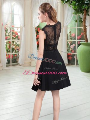 Pretty Scalloped Sleeveless Satin Prom Dress Lace Zipper