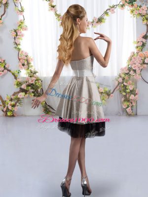 Knee Length Zipper Dama Dress White for Prom and Party and Wedding Party with Bowknot