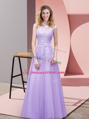 Lace Homecoming Dress Lavender Zipper Sleeveless Floor Length