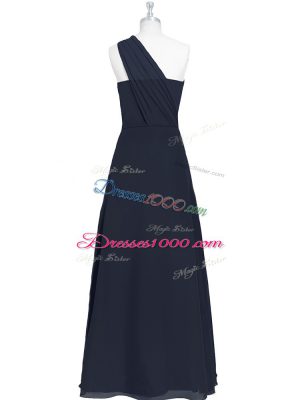 Charming Black Sleeveless Ankle Length Ruching Side Zipper Prom Dress