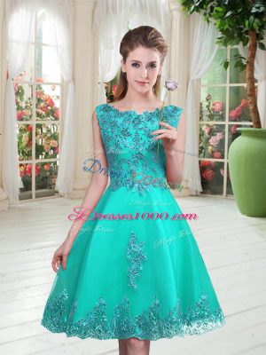 Colorful Sleeveless Beading and Appliques Lace Up Prom Dresses