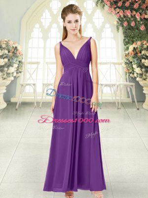 Elegant Chiffon Sleeveless Ankle Length Prom Party Dress and Ruching