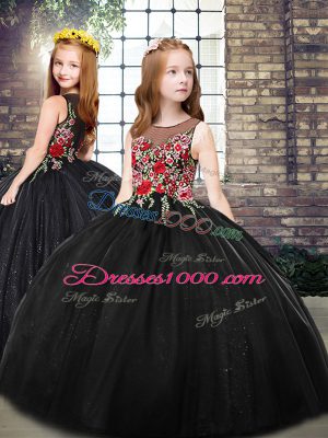 On Sale Black Sweet 16 Dress Military Ball and Sweet 16 and Quinceanera with Embroidery Scoop Sleeveless Zipper