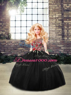 On Sale Black Sweet 16 Dress Military Ball and Sweet 16 and Quinceanera with Embroidery Scoop Sleeveless Zipper