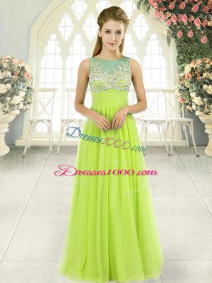 Tulle Sleeveless Floor Length Prom Dress and Beading