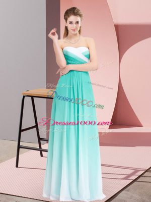 Beautiful Floor Length Empire Sleeveless Turquoise Dress for Prom Lace Up